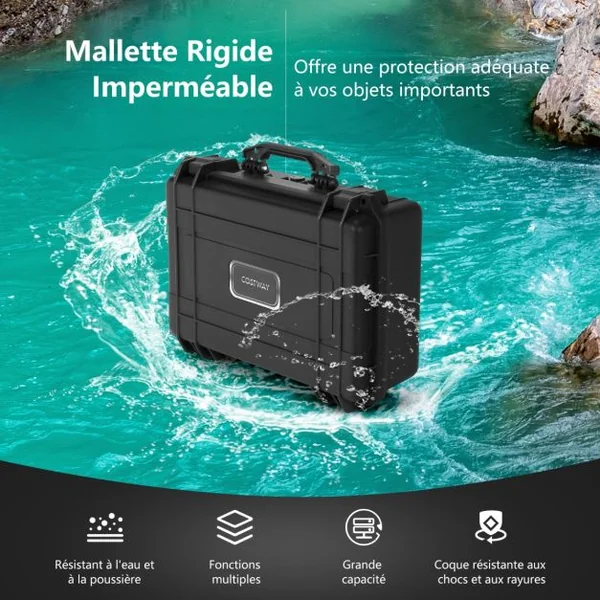 Boîte de transport pour appareils électroniques rigide polyvalente avec mousse personnalisable étanche