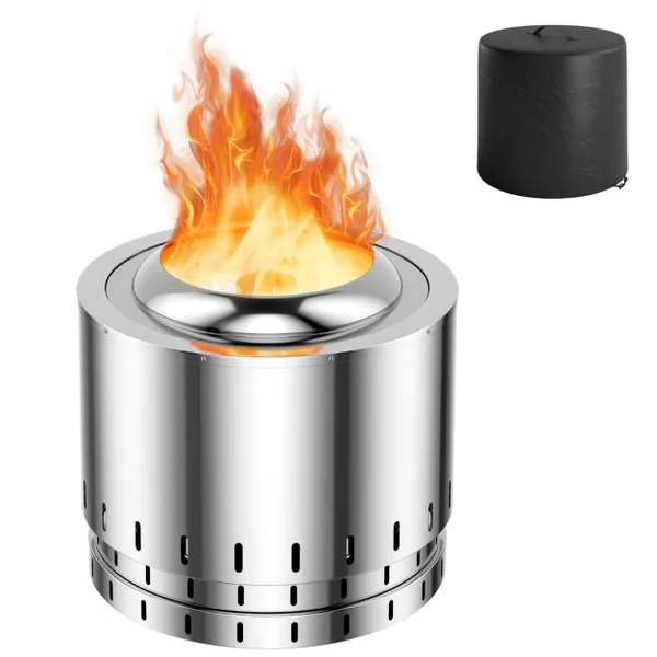Brasero sans Fumée Extérieur Barbecue Fonte en Acier Inoxydable Bois Combustible Technique Enrichie Oxygène Flamme Attrayant pour Jardin Camping