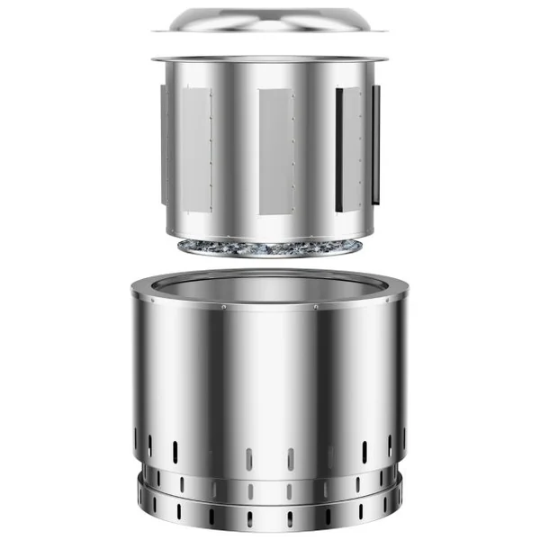 Brasero sans Fumée Extérieur Barbecue Fonte en Acier Inoxydable Bois Combustible Technique Enrichie Oxygène Flamme Attrayant pour Jardin Camping