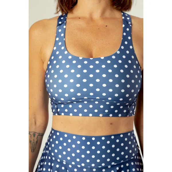 Brassière CLÉMENCE - Bleue à pois blancs
