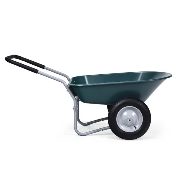 Brouette de Jardin 2 Roues Brouette de Jardin Résistante en Fer avec Pneus Ø35cm Charge Max 100KG pour Jardinage/Maçonnerie Noir/Vert