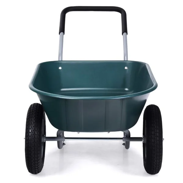 Brouette de Jardin 2 Roues Brouette de Jardin Résistante en Fer avec Pneus Ø35cm Charge Max 100KG pour Jardinage/Maçonnerie Noir/Vert
