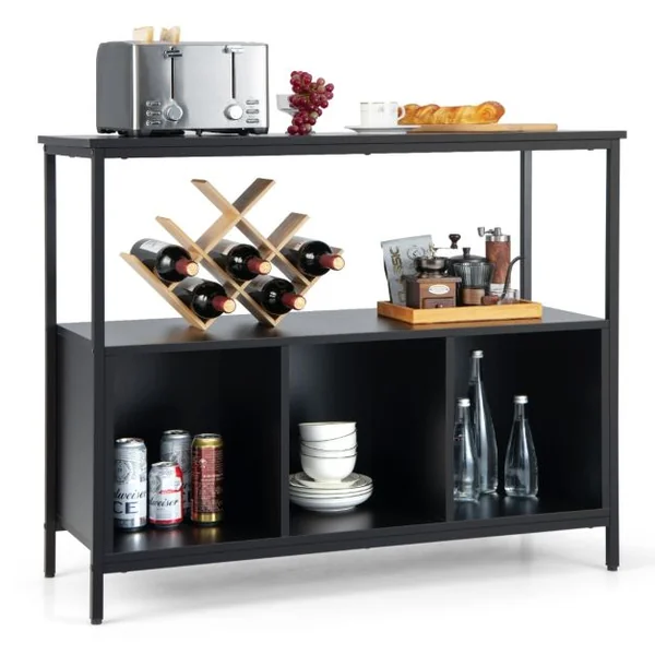 Buffet Cuisine Meuble Bas Cuisine 3 Compartiments 2 Étagère Buffet Salle à Manger pour Cuisine Salon 110 x 42,5 x 88 cm Blanc