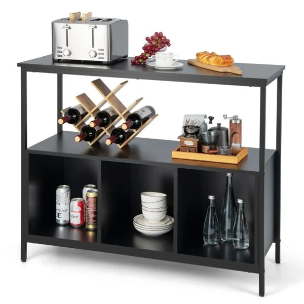 Buffet Cuisine Meuble Bas Cuisine 3 Compartiments 2 Étagère Buffet Salle à Manger pour Cuisine Salon 110 x 42,5 x 88 cm Blanc