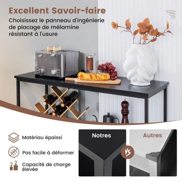 Buffet Cuisine Meuble Bas Cuisine 3 Compartiments 2 Étagère Buffet Salle à Manger pour Cuisine Salon 110 x 42,5 x 88 cm Blanc