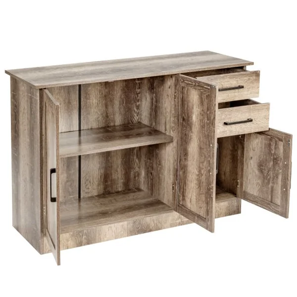 Buffet de Cuisine 3 Portes et 2 Tiroirs 110x40x78 CM Buffet Bas Étagère Réglable Salon Bureau et Salle à Manger