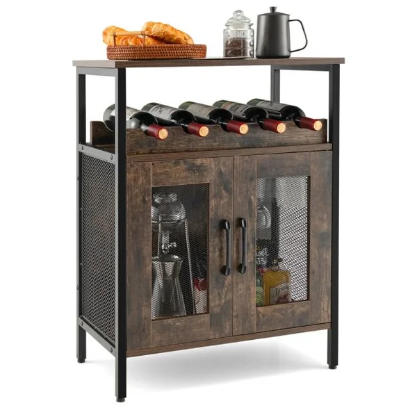 Buffet de Cuisine Industriel à 2 Portes en Treillis 60x34x79cm pour Salon Salle à Manger Cuisine Marron Rustique