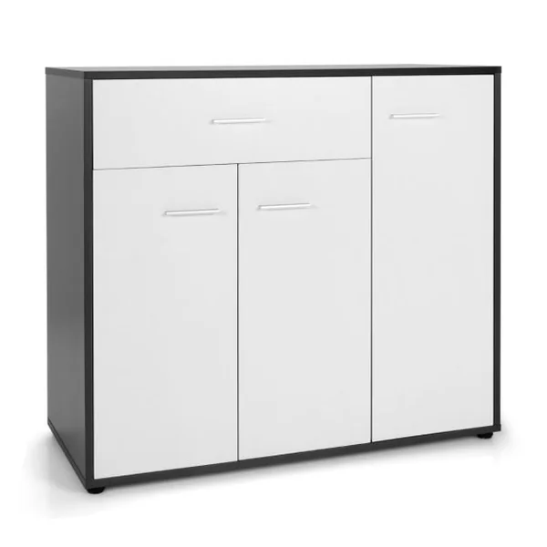 Buffet Moderne Placard de Cuisine avec Dispositif Anti-renversement et Étagère Réglable Armoire de Rangement Latérale à 3 Portes Grand Tiroir
