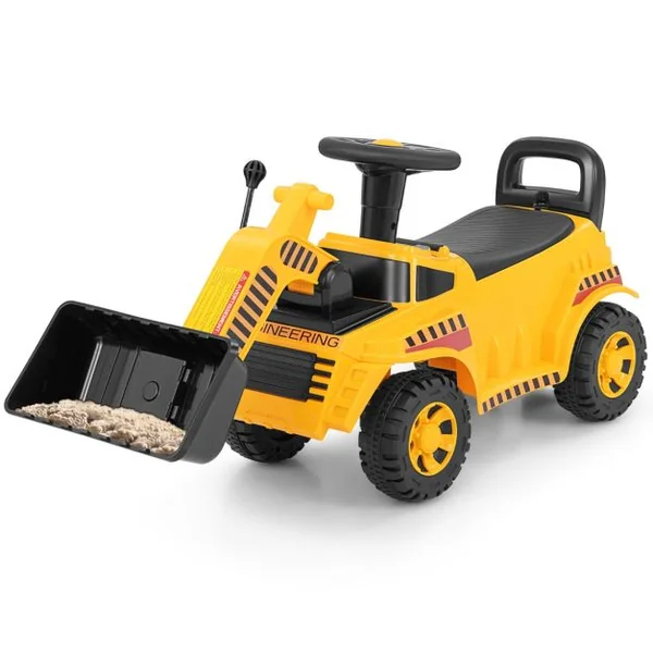 Bulldozer pour Enfants Pelleteuse avec Godet Réglable Son de Moteur Rangement Véhicule de Construction Pied au Sol pour 19 à 36 Mois Jaune