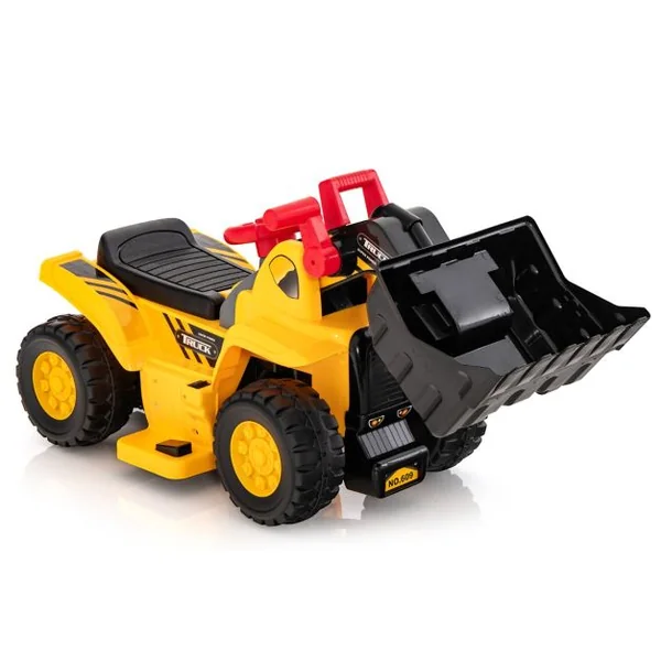 Bulldozer Électrique pour Enfants Jouet de Construction avec Godet Contrôlable Rangement Caché Effets Sonores Panier de Basket Pliable et 3 Balles Jaune Noir