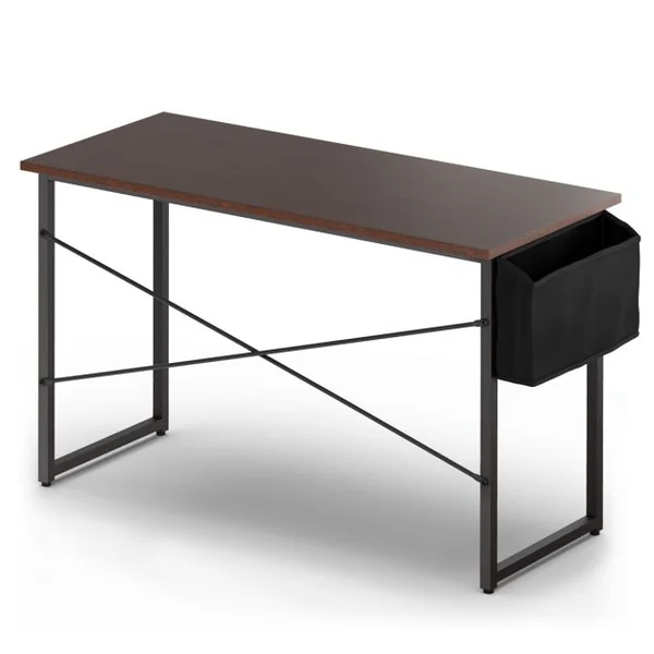Bureau 120 x 51 x 76 CM Porte-documents Latéral Cadre en Métal Table de Travail Style Industriel Café