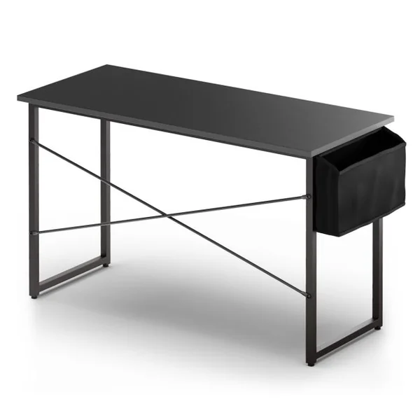 Bureau 120 x 51 x 76 CM Porte-documents Latéral Cadre en Métal Table de Travail Style Industriel Noir