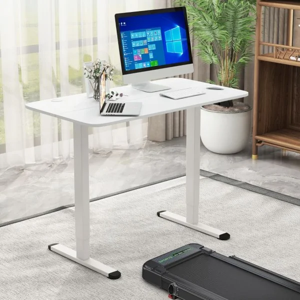 Bureau Assis Debout Électrique 110 x 60 x 71,5-115,5 cm Réglable en Hauteur Mono-Moteur Système Anti-Collision Charge : 80KG Blanc