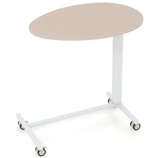 Bureau Assis-debout Mobile Bureau Roulant Réglable en Hauteur avec Vérin Pneumatique Bureau avec Roulettes Verrouillables Charge statique 75 kg Rose+Blanc