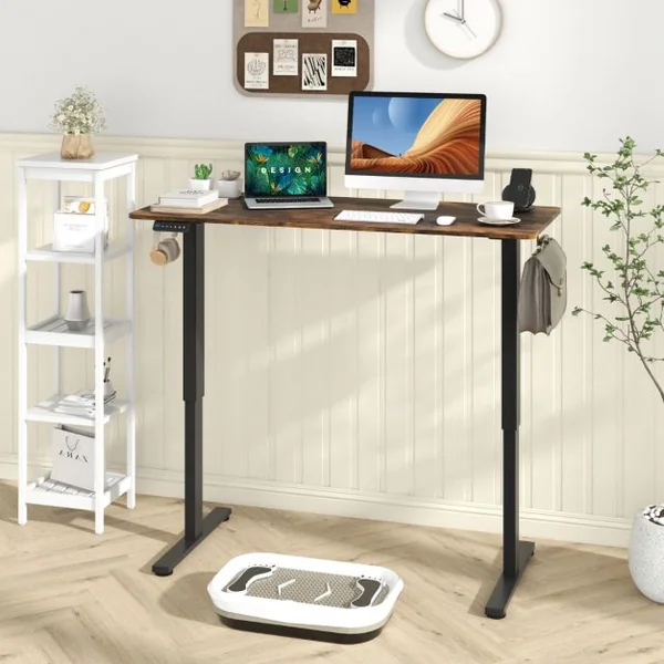 Bureau avec 3 Réglages de Hauteur à Mémoire Réglable en Hauteur 2 Crochets de Suspension Gestion des Câbles Naturel