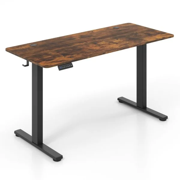 Bureau avec 3 Réglages de Hauteur à Mémoire Réglable en Hauteur 2 Crochets de Suspension Gestion des Câbles Naturel