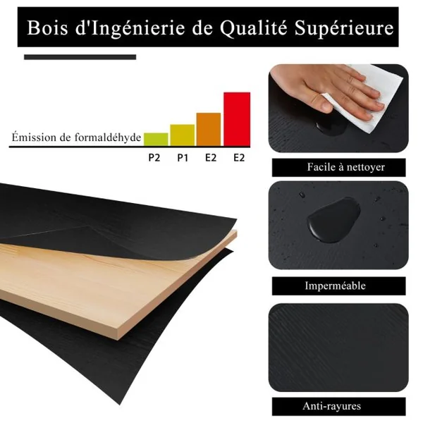 Bureau d'Angle en Forme de L 166 x 110 x 96 cm Étagères de Rangement Design Industriel Métal Noir