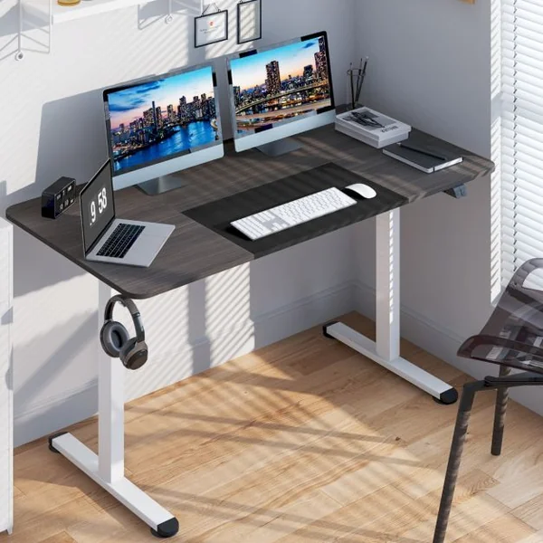 Bureau Debout Ergonomique à Hauteur Ajustable Électrique de 72-116 CM Moteur Puissant Panneau de Contrôle Gris