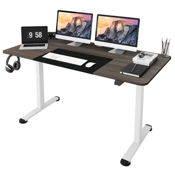 Bureau Debout Ergonomique à Hauteur Ajustable Électrique de 72-116 CM Moteur Puissant Panneau de Contrôle Gris