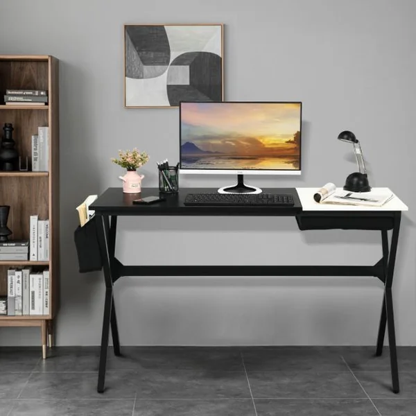 Bureau d'Ordinateur de 120CM Tiroir Cubique Caché Latéral Noir