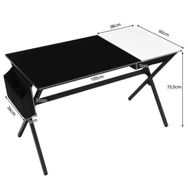Bureau d'Ordinateur de 120CM Tiroir Cubique Caché Latéral Noir