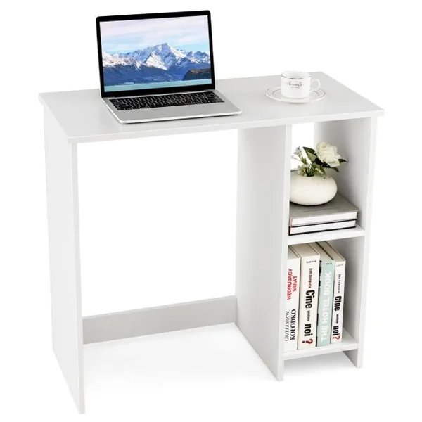 Bureau d'Ordinateur Table de Travail pour Petit Espace avec 2 Compartiments Bureau Informatique 40 x 80 x74 cm Blanc