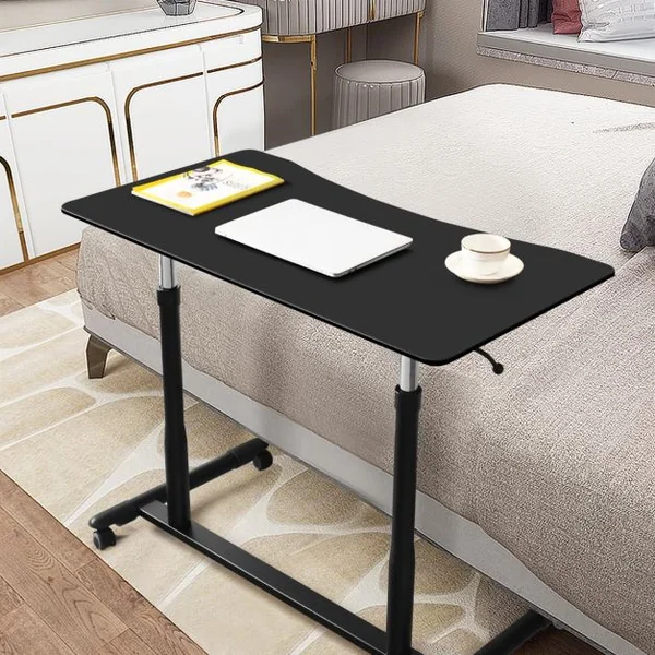 Bureau d'Ordinateur Table PC avec Roulettes Hauteur Ajustable Idéal pour Domicile au Bureau Café
