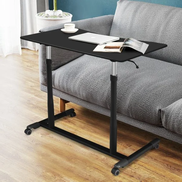 Bureau d'Ordinateur Table PC avec Roulettes Hauteur Ajustable Idéal pour Domicile au Bureau Café