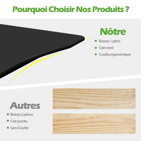 Bureau d'Ordinateur Table PC avec Roulettes Hauteur Ajustable Idéal pour Domicile au Bureau Café
