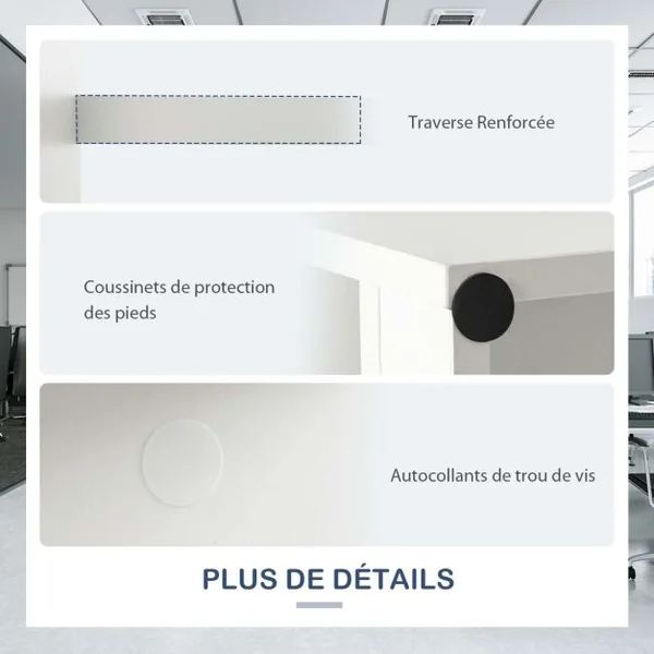 Bureau Droit avec 4 Tiroirs MDF Finition Mélaminé et Laqué UV - L110 x P60 x H76 cm- Brillance Blanche