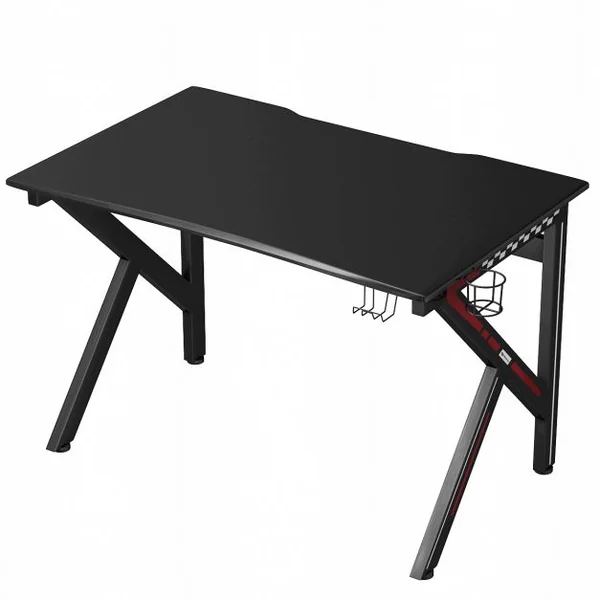 Bureau Gamer Table Informatique 115 x 75 x 76 CM avec Porte-Gobelet Stable K Cadre en Acier Robuste Noir
