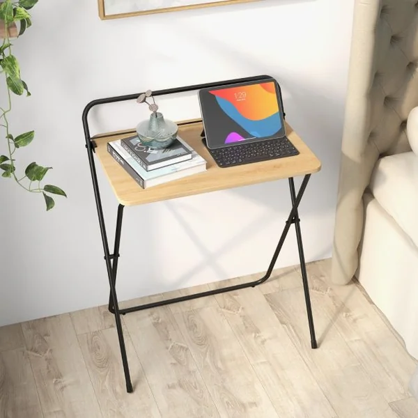Bureau Informatique Pliable de 60 Cm Bureau D'écriture Compact pour Le Bureau à Domicile avec Support pour Tablette Bureau D'étude Polyvalent Naturel