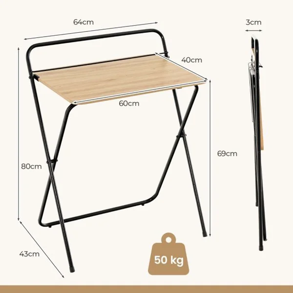 Bureau Informatique Pliable de 60 Cm Bureau D'écriture Compact pour Le Bureau à Domicile avec Support pour Tablette Bureau D'étude Polyvalent Naturel