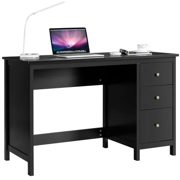 Bureau Informatique Table d'Ordinateur 120 x 50 x75 cm Spacieux avec 3 Tiroirs Style Moderne Coloris Noir/Blanc
