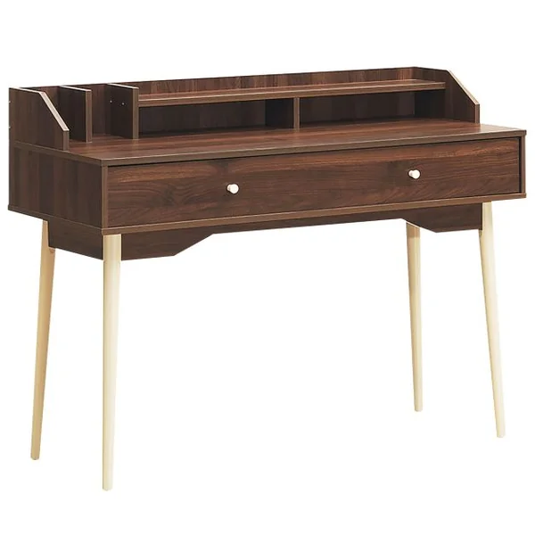 Bureau Moderne avec Tiroiret Étagère 120 x 50 x 93 Cm Table d'Écriture avec Dispositif Anti-basculement Naturel