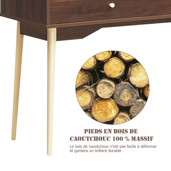 Bureau Moderne avec Tiroiret Étagère 120 x 50 x 93 Cm Table d'Écriture avec Dispositif Anti-basculement Naturel