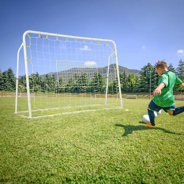 But de Football Exterieur 2 en 1 à 187 x 122,5 cm Cage de Foot avec Filet de Rebond Angle Réglable Cadre en Métal pour 6+ Ans Blanc/Noir