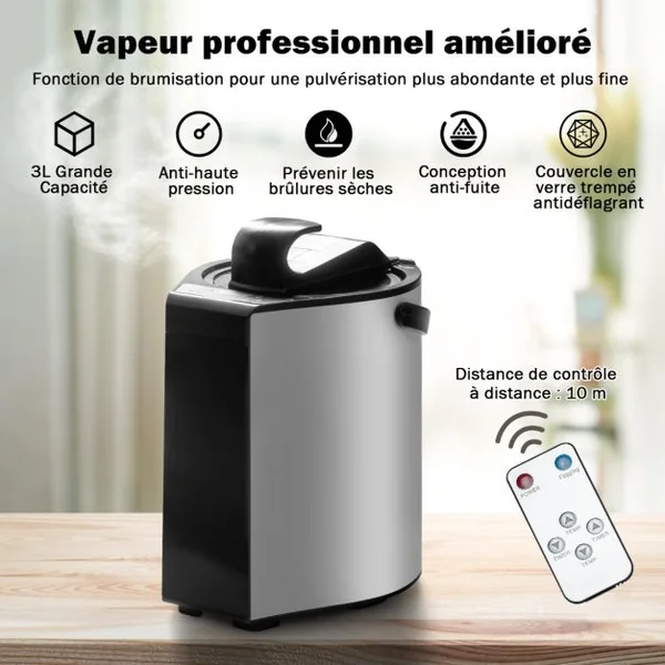 Cabine de Sauna Portable Pliable 3L avec Télécommande 9 Options de Minuterie Fonction de Vaporisation Puissance 1000 W Noir/Gris/Argent