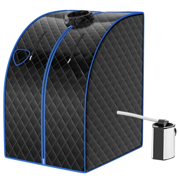 Cabine de Sauna Portable Pliable 3L avec Télécommande 9 Options de Minuterie Fonction de Vaporisation Puissance 1000 W Noir/Gris/Argent