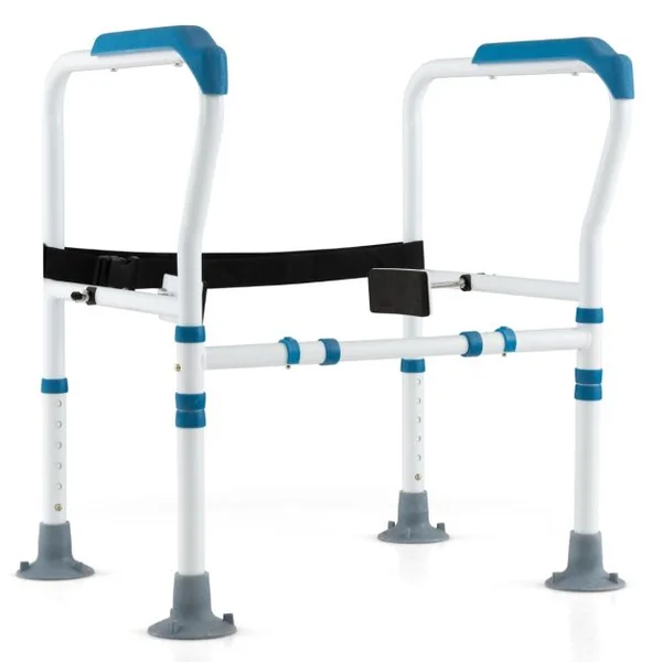Cadres de Sécurité pour Toilettes pour Personnes gées Rehausseur Toilette Adulte avec Hauteur 65,5-78 cm Largeur 62-68 cm Sangle Bleu