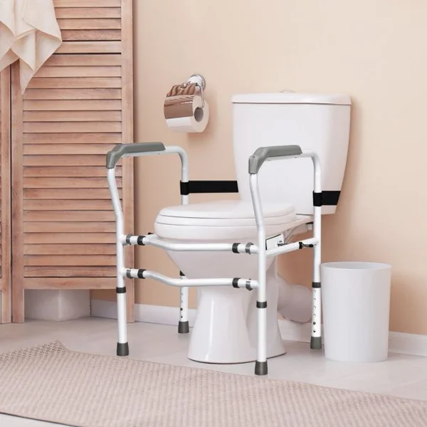 Cadres de Sécurité pour Toilettes pour Personnes gées Rehausseur Toilette Adulte Hauteur 63,5 - 76 cm Largeur 57 - 62 cm Clip Rrotatif à 360°