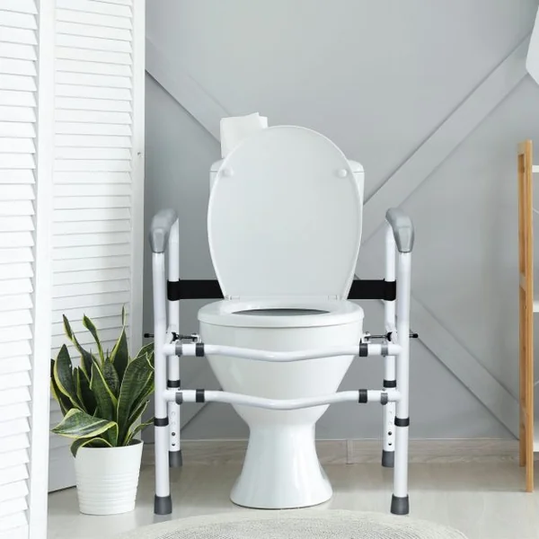 Cadres de Sécurité pour Toilettes pour Personnes gées Rehausseur Toilette Adulte Hauteur 63,5 - 76 cm Largeur 57 - 62 cm Clip Rrotatif à 360°
