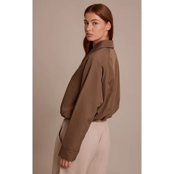 Café Au Lait Veste Bomber Utilitaire À Cordon De Serrage