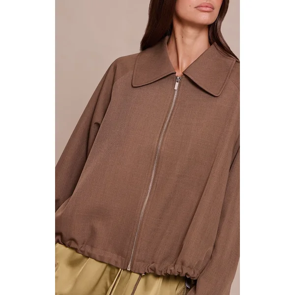 Café Au Lait Veste Bomber Utilitaire À Cordon De Serrage