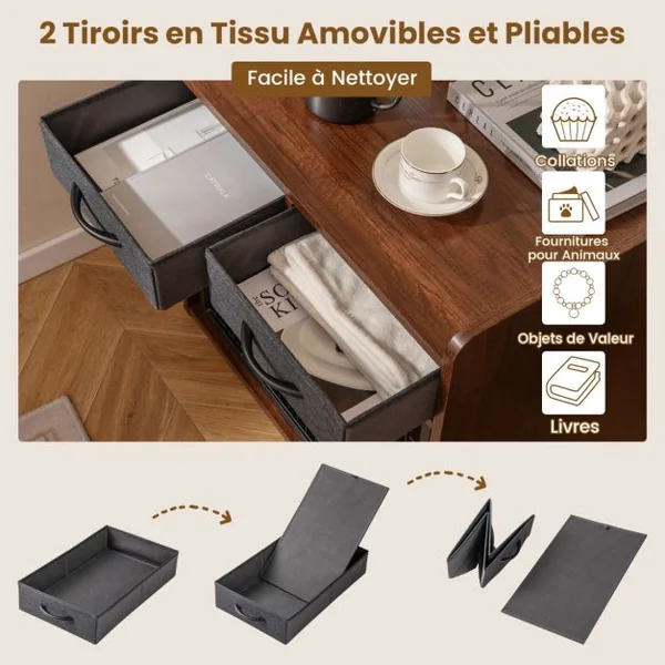 Cage pour Chien Cage d'Intérieur pour Chien avec 2 Tiroirs en Tissu Porte Verrouillable Niche pour Chien Table d'Appoint Marron Rustique