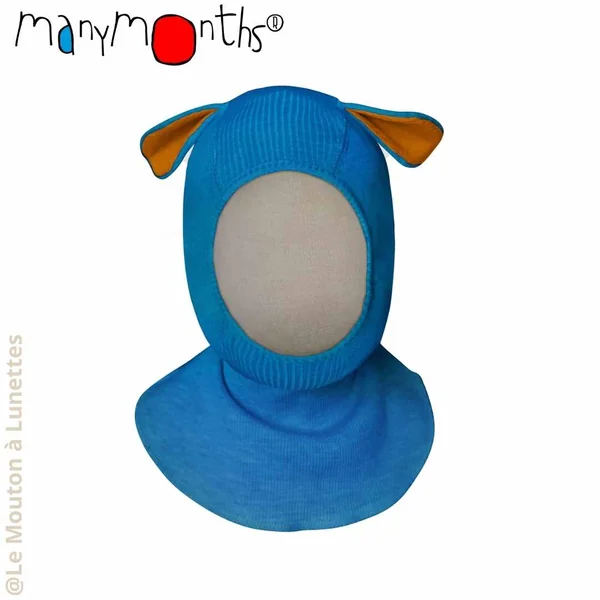 Cagoule enfant en laine mérinos oreilles de chiot - ManyMonths Collection "Unique" Puppy - Derniers exemplaires