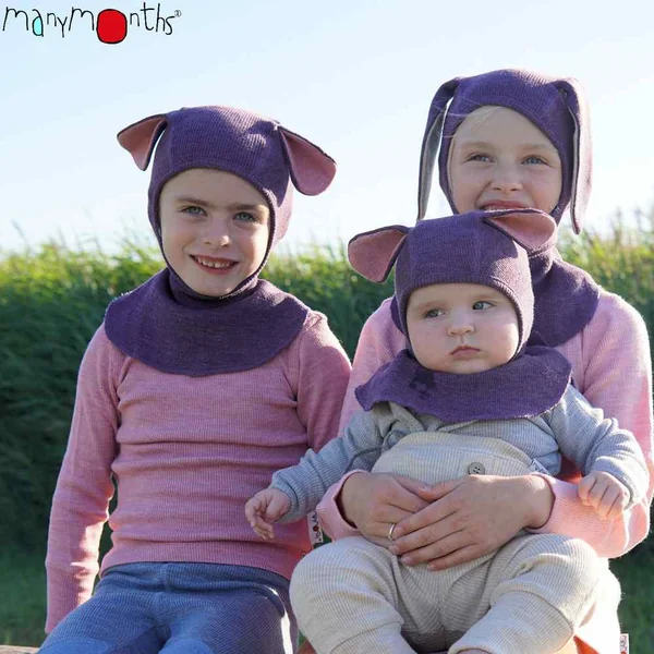 Cagoule enfant en laine mérinos oreilles de chiot - ManyMonths Collection "Unique" Puppy - Derniers exemplaires