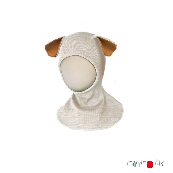 Cagoule enfant en laine mérinos oreilles de chiot - ManyMonths Collection "Unique" Puppy - Derniers exemplaires