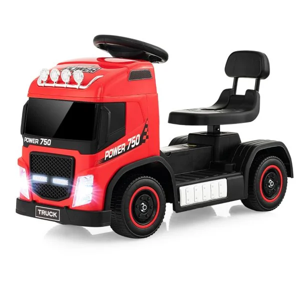 Camion Électrique pour Enfants Siège Réglable en Hauteur Lumières Led Musique et Son de Klaxon avec Mode Électrique Ou Roue Libre Rose