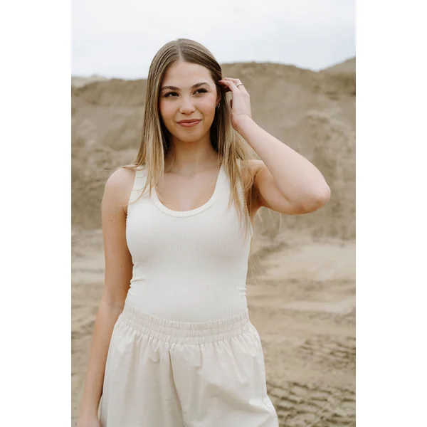Camisole col V en bambou - vanille